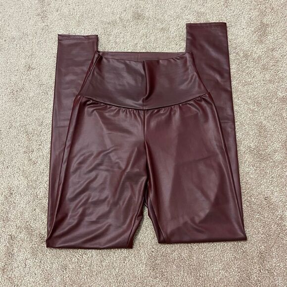 Milky Way High Waisted Burgundy Waxy Leggings - Picture 1 of 3